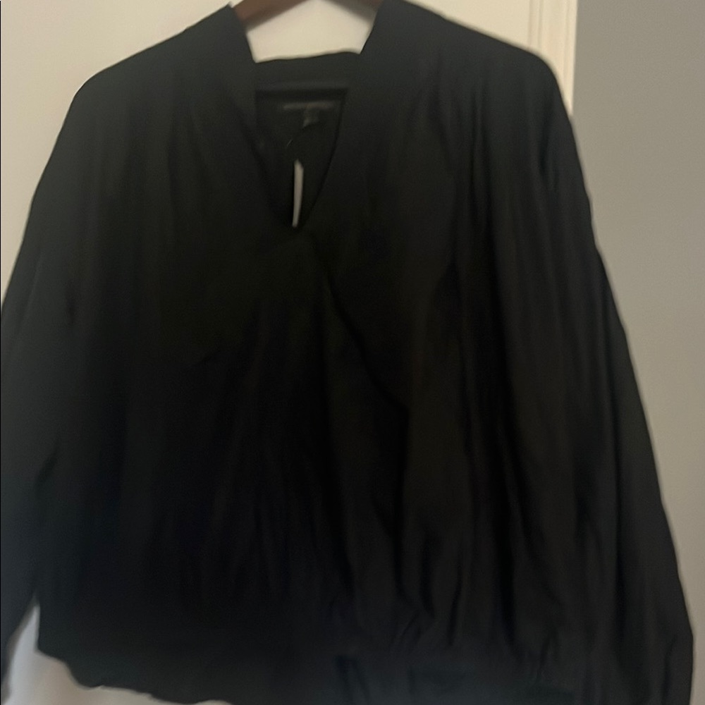 Banana Republic Black Ruched Long Sleeve Blouse